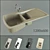 Modern Stainless Steel Kitchen Sink 3D model small image 1