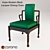 Sleek Asian Black Lacquer Dining Chairs 3D model small image 1