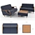 Sofa + Table Combo: Theodore 3D model small image 1