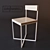 Modern Steel and Pine Table Set 3D model small image 3