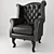 Chesterfield Leather Wing Chair: Elegant and Luxurious 3D model small image 1