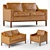 Elegant Dale Leather Loveseat & Armchair 3D model small image 1