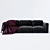 Satin Covered Leather Couch 3D model small image 1