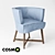 Joilet Linen Upholstered Chair 3D model small image 2