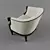 Elegant Black Biedermeier Armchair 3D model small image 3