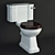 Burlington Classic Toilet: Porcelain, Dual Flush, Gold Oak Seat 3D model small image 2