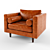 Title: Retro Chic Leather Chair with Wooden Base 3D model small image 1