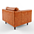 Title: Retro Chic Leather Chair with Wooden Base 3D model small image 2