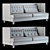 Denver Velvet 3-Seater Sofa 3D model small image 3