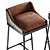 Rustic Steel Leather Stool 3D model small image 2