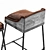 Rustic Steel Leather Stool 3D model small image 3