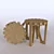 Time-inspired 32 Wood Stool 3D model small image 1
