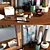 Chic Decor Dresser: Tau Madera Lamp, Designer Table, Floral Vase, Tom Ford Makeup, Mac Cosmetics Lip Pencils 3D model small image 2