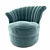 Elegant Cameron Turquoise Swivel Chair 3D model small image 1