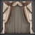 Elegant Classic Style Curtains 3D model small image 1