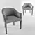Velvet Arm Chair Boston with Wood Base 3D model small image 1