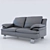 Black Leather Sofa 3D model small image 1