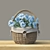 Yellow and Blue Floral Basket 3D model small image 1