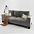 Sleek Suede Sofa Set 3D model small image 1