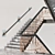 Elegant Marble Copper Stairs 3D model small image 1