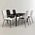 Modern Monochrome Dining Set 3D model small image 1