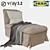 Ikea Ektorp Chaise Lounge - No Armrest: Stylish and Comfortable 3D model small image 1