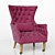 Plush Velvet Wing Chair 3D model small image 1