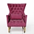 Plush Velvet Wing Chair 3D model small image 2