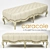 Carved Wood Bench with Tufted Seat 3D model small image 1