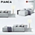 Modern Asymmetric Sofa: Pianca Insieme 3D model small image 1