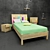 Italian Pencil Design Bed & Nightstand 3D model small image 2