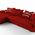 Red Modern Sectional Sofa 3D model small image 2