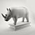 Metal Rhino Figurine 3D model small image 2