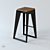 E1 Bar Stool: Steel and Oak, 430x430x765mm 3D model small image 1