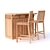 Trellis Teak Bar Set 3D model small image 1