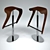 Chic Wood and Chrome Bar Stool 3D model small image 1