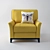 Elegant Velvet Armchair 3D model small image 2