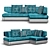 Elegant Palermo Velvet Sofa 3D model small image 1