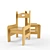 Adjustable Solid Wood Children's Chair 3D model small image 2