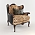 Sleek Leopard Leather Chair 3D model small image 1