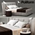 Poliform Rever Bed & Onda Bedside Tables - Designer Bedroom Set 3D model small image 1