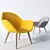 Modern Armchair HAY - Velvet Yellow & Fabric Beige 3D model small image 1