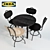 Ikea Bjursnas Table & Kullaberg Chair Set 3D model small image 1