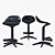 Adjustable Polypropylene Bar Stool 3D model small image 3