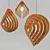 Wooden Water Drop Chandelier 3D model small image 1