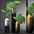 Leafy Haven: Modern Vases with Monstera Leafs 3D model small image 1