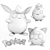 Adorable Pokémon Trio: Igglybuff, Jigglypuff, Wigglytuff 3D model small image 3