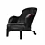 Sleek Leather Rolling Chair 3D model small image 1