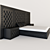 Sleek Headboard & Nightstand Bed 3D model small image 2