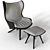Luxurious Leather Armchair & Ottoman 3D model small image 1